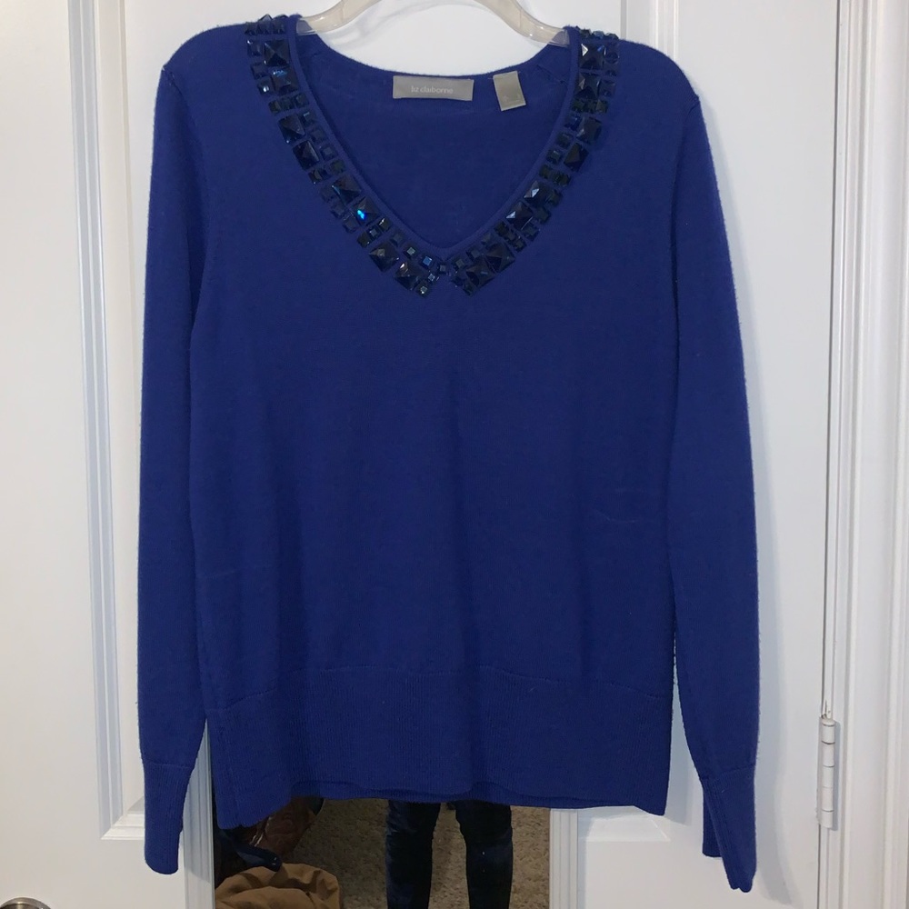 Liz Claiborne beaded neck sweater! 3/$14 OR 4/$17!